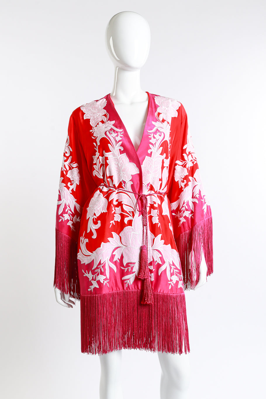 Ungaro Embroidered Floral Fringe Jacket front on mannequin @recess la